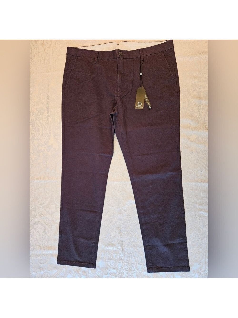 Classic Men's Cotton Dark Grey / Brown Chino Pants, Size 42, Snover, NWT
